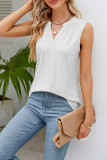 V Neck Eyelet Sleeveless Top