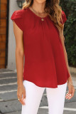 Smocked Floral Print Chiffon Top