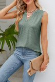 V Neck Eyelet Sleeveless Top