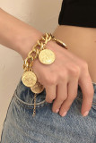 Embossed Coin Punk Bracelet MOQ 5pcs