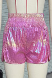 Shiny High Waist Sports Shorts