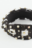 Rhinestone Checked Print Headband MOQ 3pcs