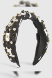 Rhinestone Checked Print Headband MOQ 3pcs