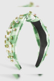 Rhinestone Checked Print Headband MOQ 3pcs