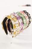 Rhinestone Checked Print Headband MOQ 3pcs