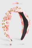 Rhinestone Checked Print Headband MOQ 3pcs