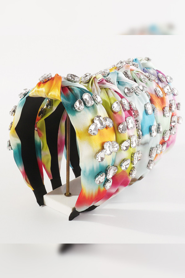 Rhinestone Tie Dye Twisted Headband MOQ 3pcs