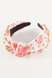 Rhinestone Checked Print Headband MOQ 3pcs