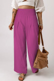 Rose Smocked Wide Waistband High Waist Wide Leg Pants