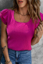Rose Ruffle Sleeve Textured Top