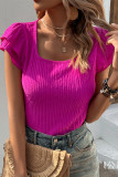 Rose Ruffle Sleeve Textured Top