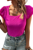 Rose Ruffle Sleeve Textured Top