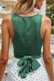 Green Twisted Crop Tank Top