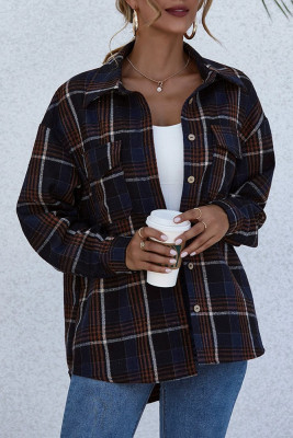Plaid Button Up Pockets Shacket