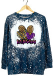 Happy Halloween Bleached Print Long Sleeves Top