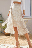 High Waist Split Printing Skirt Dress