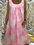 Hollow Out Splicing Tie Tie Sleeveless Tank Dress
