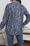 Leopard Print Corduroy Pockets Open Buttoned Jacket