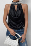 Black Sequin Chocker Swing Collar Tank Top