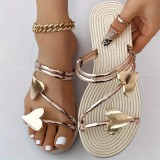 Heart Shape Straps Flat Sandals