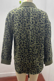 Leopard Print Corduroy Pockets Open Buttoned Jacket