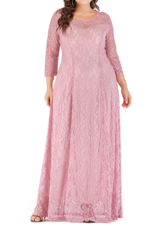 Plus Size Long Maxi Lace Dress