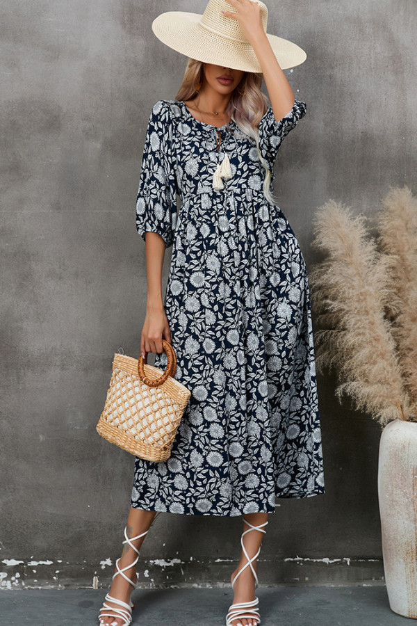 Boho V Neck FLoral Maxi Dress