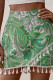 Green Paisley Print Fringe Skort