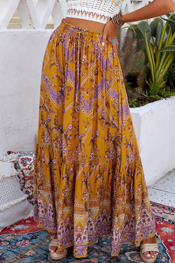Boho Summer Beach Floral Skirt