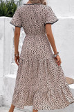 Apricot Leopard Tiered Maxi Dress