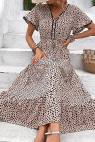 Apricot Leopard Tiered Maxi Dress
