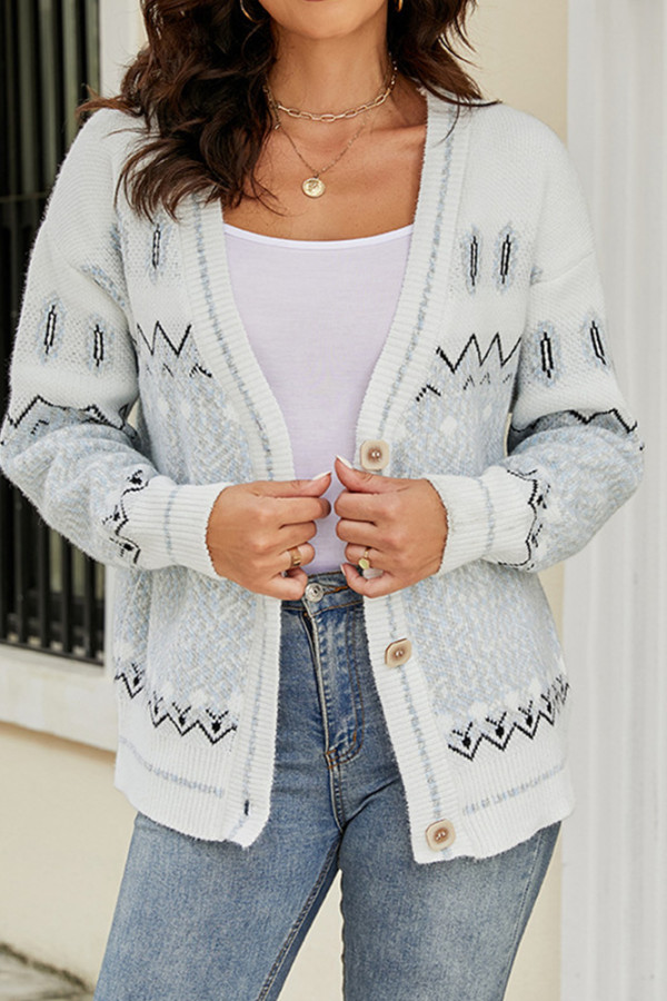 Open Front Button Up Knitting Cardigan