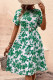 Green Flower Print Dress with Belt