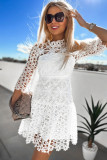 White Floret Crochet Flirty Mini Dress