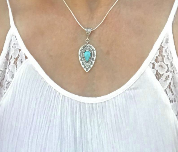 Turquoise Water Drop Necklace MOQ 5pcs