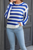 Crochet Hollow Out Stripe Knit Sweater
