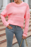Plain Crochet Knit Pullover Sweater