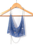Rhinestone Swing Collar Chain Halter Crop Tank Top