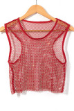 Plain Mesh See Thru Crop Tank Top