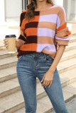 Color Block Striped Knit Pullover Sweaters