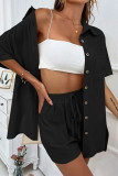 Plain Button Up 2PCS Pajamas Set