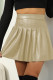 High Waist Smocked PU Leather Dress
