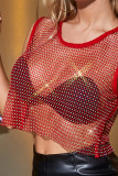 Plain Mesh See Thru Crop Tank Top
