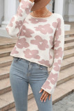 Floral Knit Long Sleeves Crop Sweater