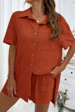 Plain Button Up 2PCS Pajamas Set