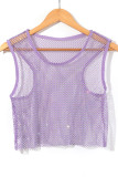 Plain Mesh See Thru Crop Tank Top