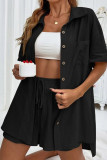 Plain Button Up 2PCS Pajamas Set