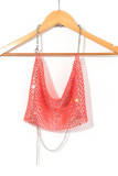 Rhinestone Swing Collar Chain Halter Crop Tank Top