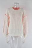 Plain Contrast Tape Two Tones Pullover Sweater