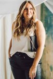 White V Neck Open Back Sleeveless Plus Size Top